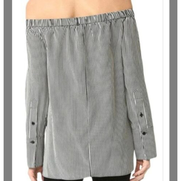 Rag & Bone Womens Greta Black White Striped Silk Off-the-shoulder Blouse Size S - Picture 3 of 12
